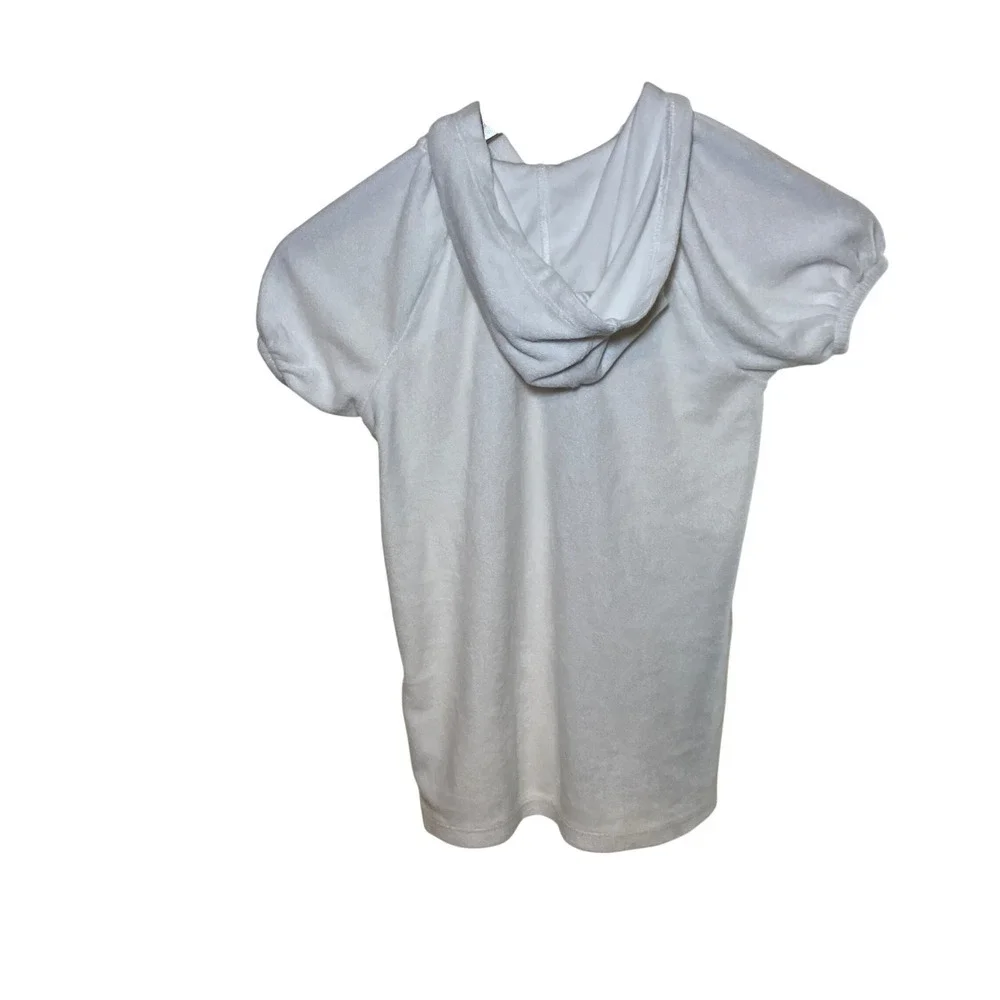 Old Navy Girls 4T White Terry Cloth Zip Front Hooded Swim Cover Up Puff Sleeve